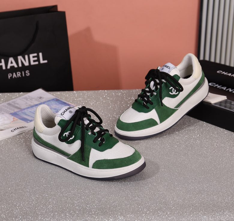 Chanel Trainers Sneakers White/Dark Green
