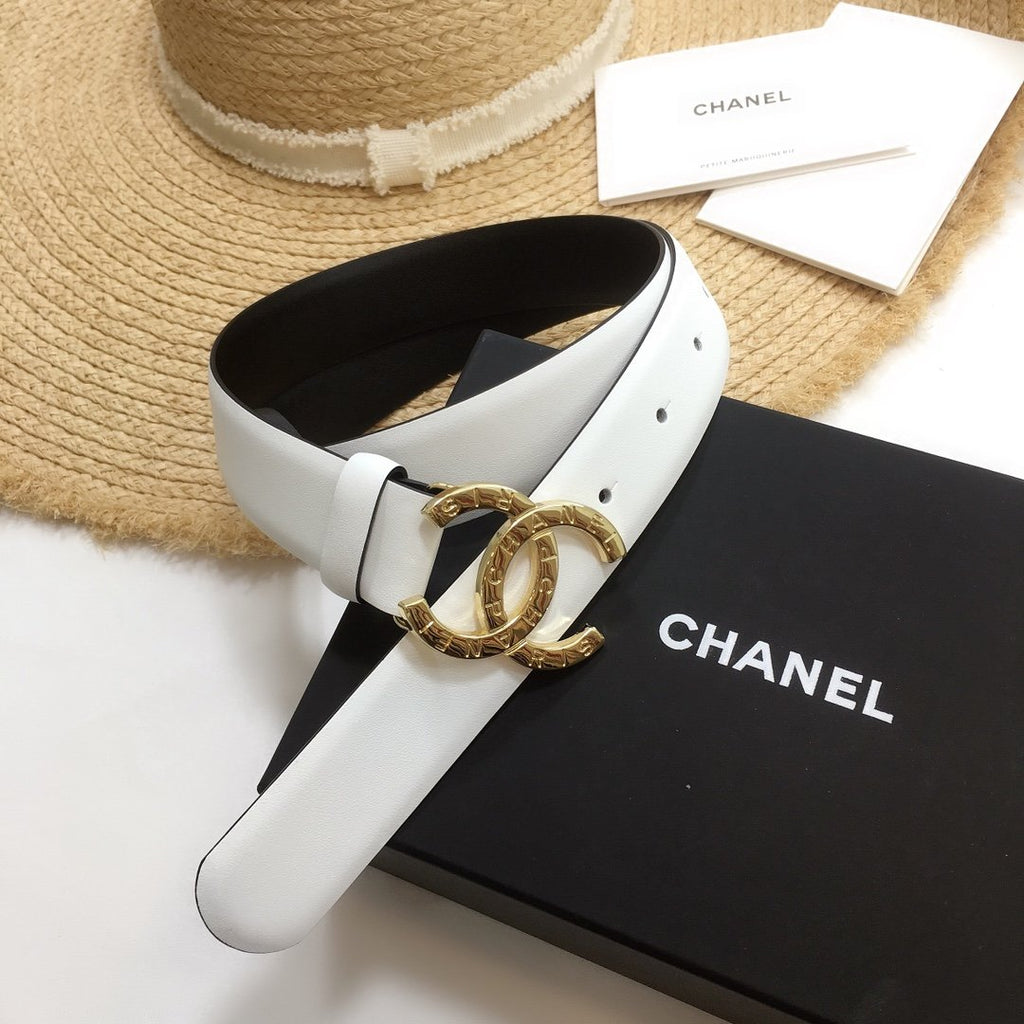Chanel Belt With Double C Buckle White