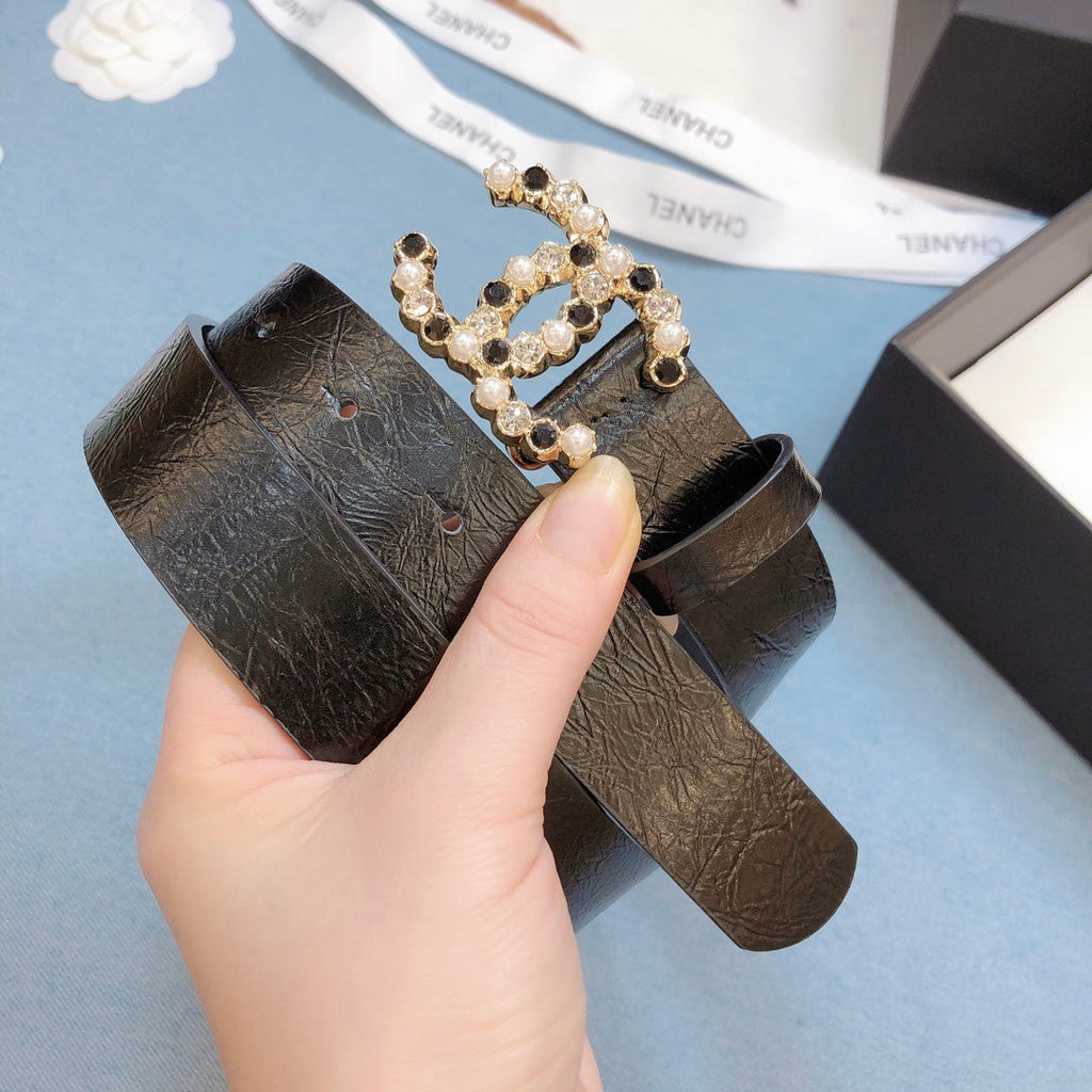 Chanel Belt With Beaded Buckle Brown