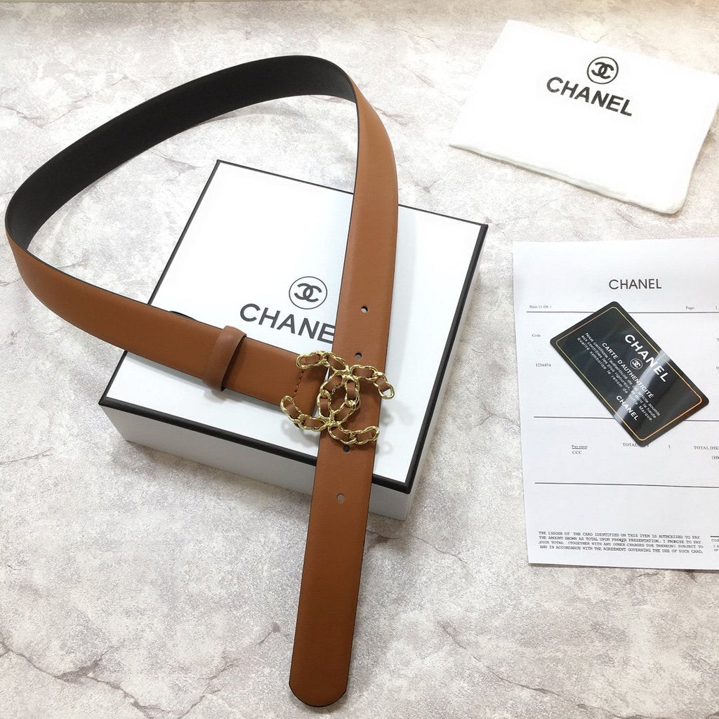 Chanel Belt With Double C Buckle Brown