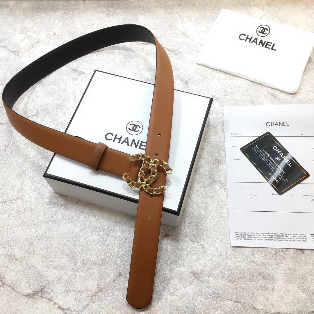 Chanel Belt With Double C Buckle Brown