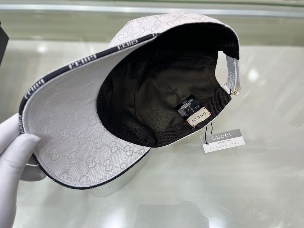 Gucci Canvas Baseball Cap with Web White