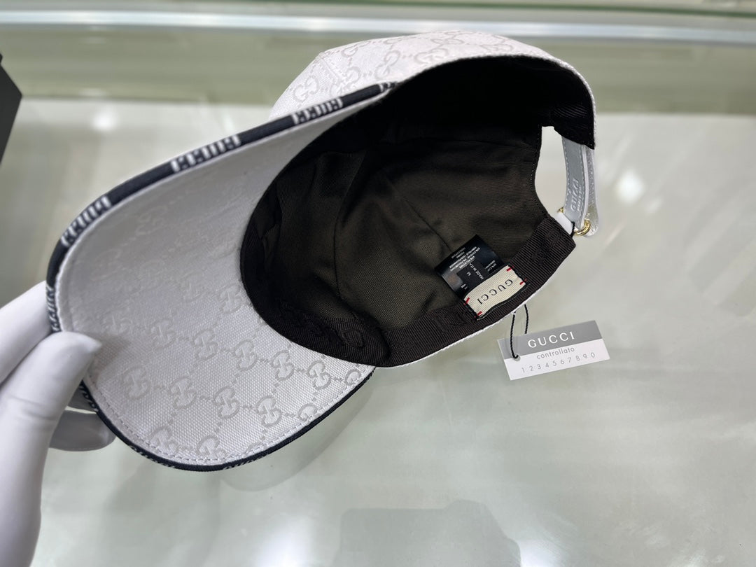 Gucci Canvas Baseball Cap with Web White