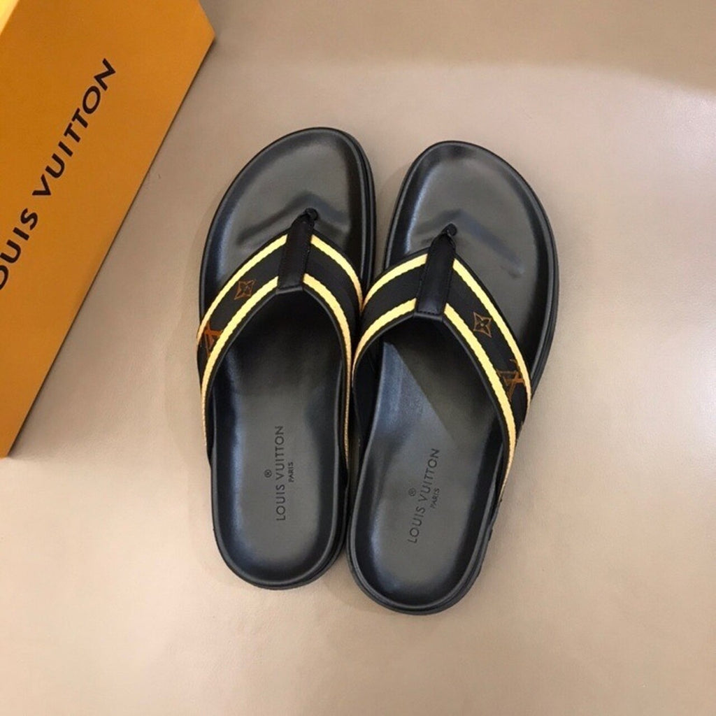 Louis Vuitton Thong Mules Mens Sandals Spring/Summer Collection Black/Gold