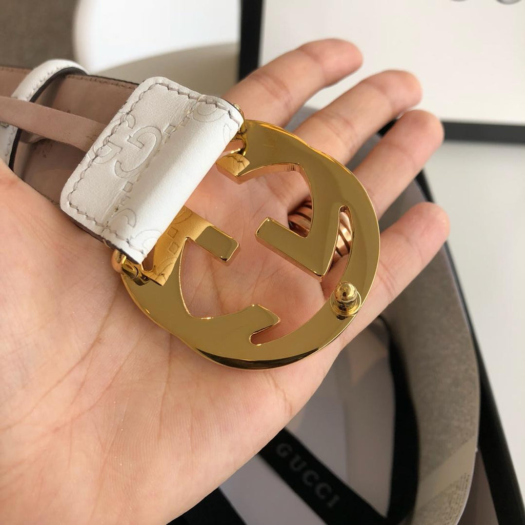 Gucci Belt With Double G Buckle White