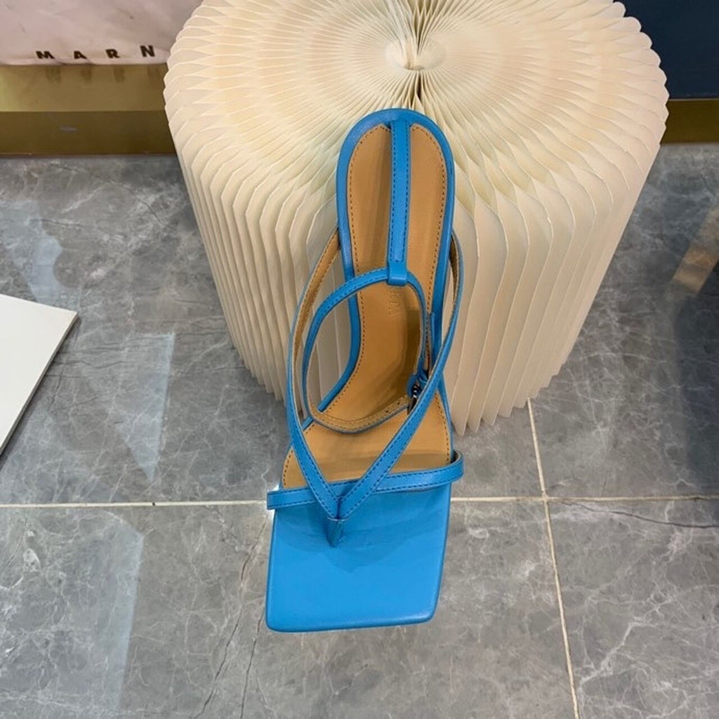 Bottega Veneta Stretch Sandals 9cm Heel Lambskin Leather Spring/Summer 2020 Collection, Turquoise Blue