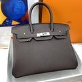 Hermes Birkin 30 Nata Swift Silver Hardware Dark Brown
