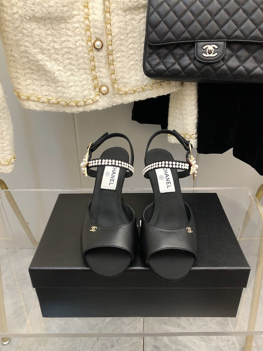 Chanel Open Shoes Black
