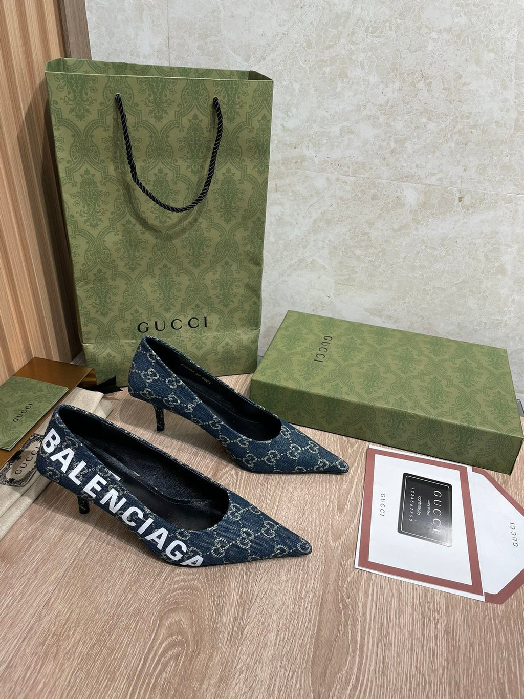 Gucci Balenciaga The Hacker Project Square Knife Pump Blue