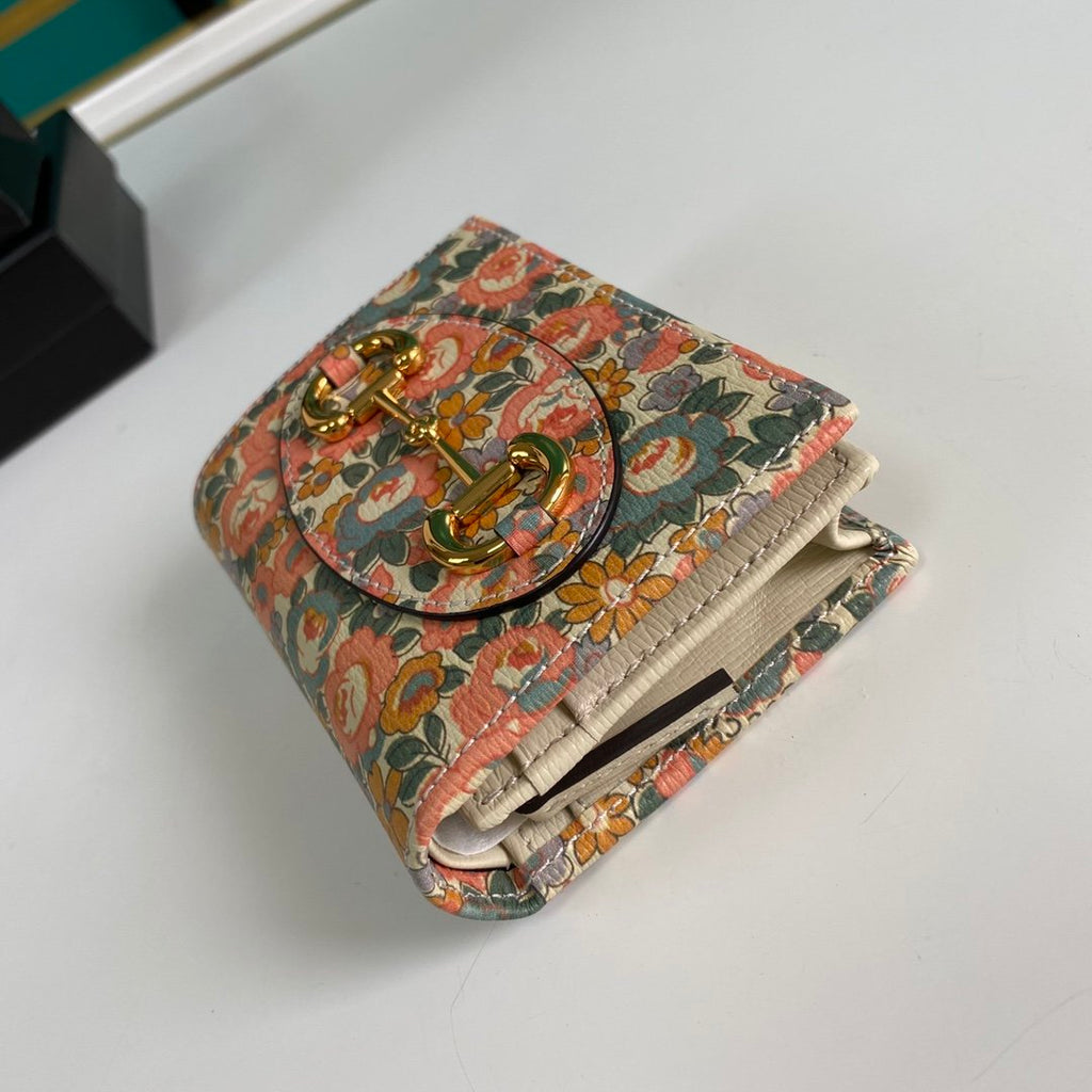 Gucci Horsebit 1955 Liberty London Pink Card Case 11cm