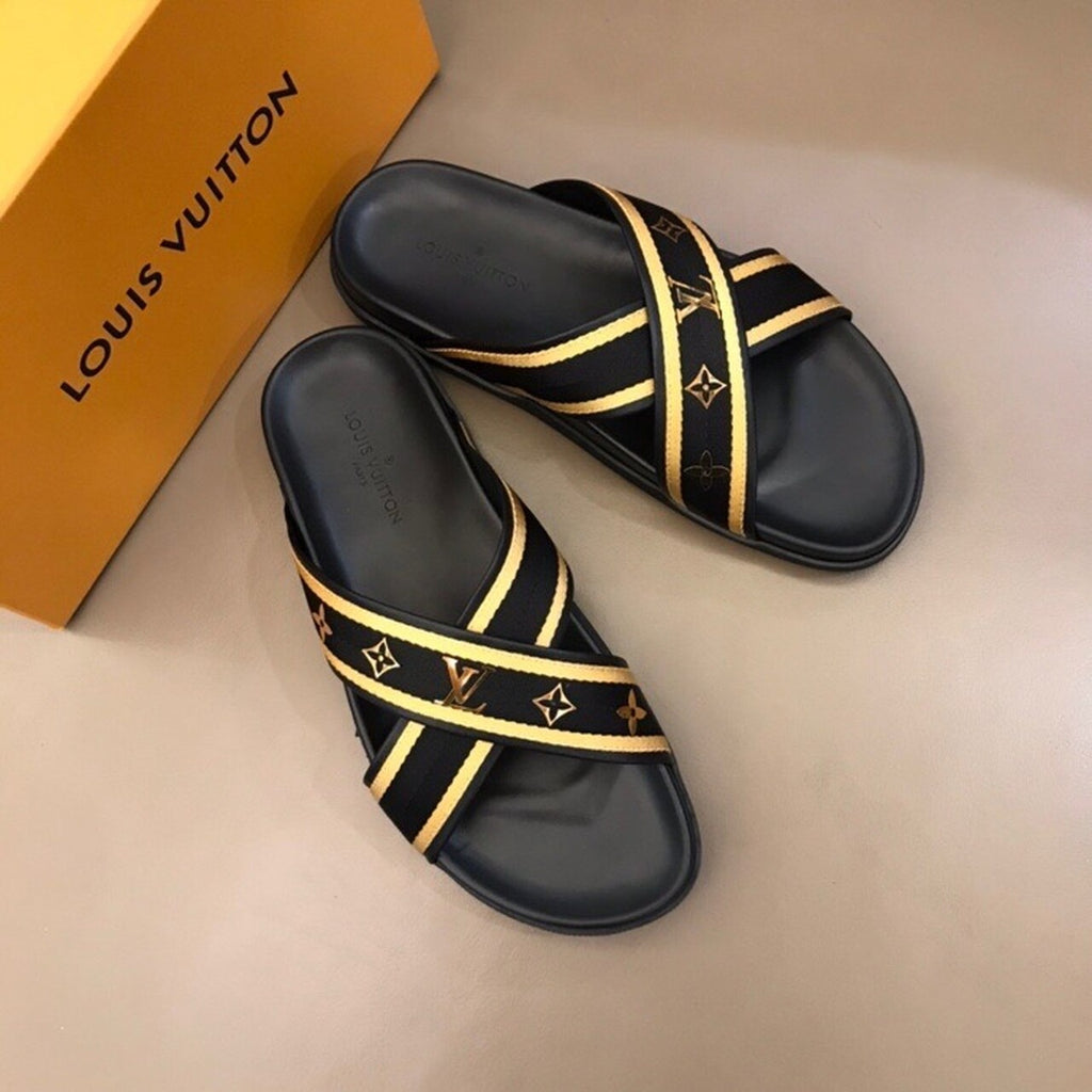 Louis Vuitton Thong Mules Mens Sandals Spring/Summer Collection Black/Gold