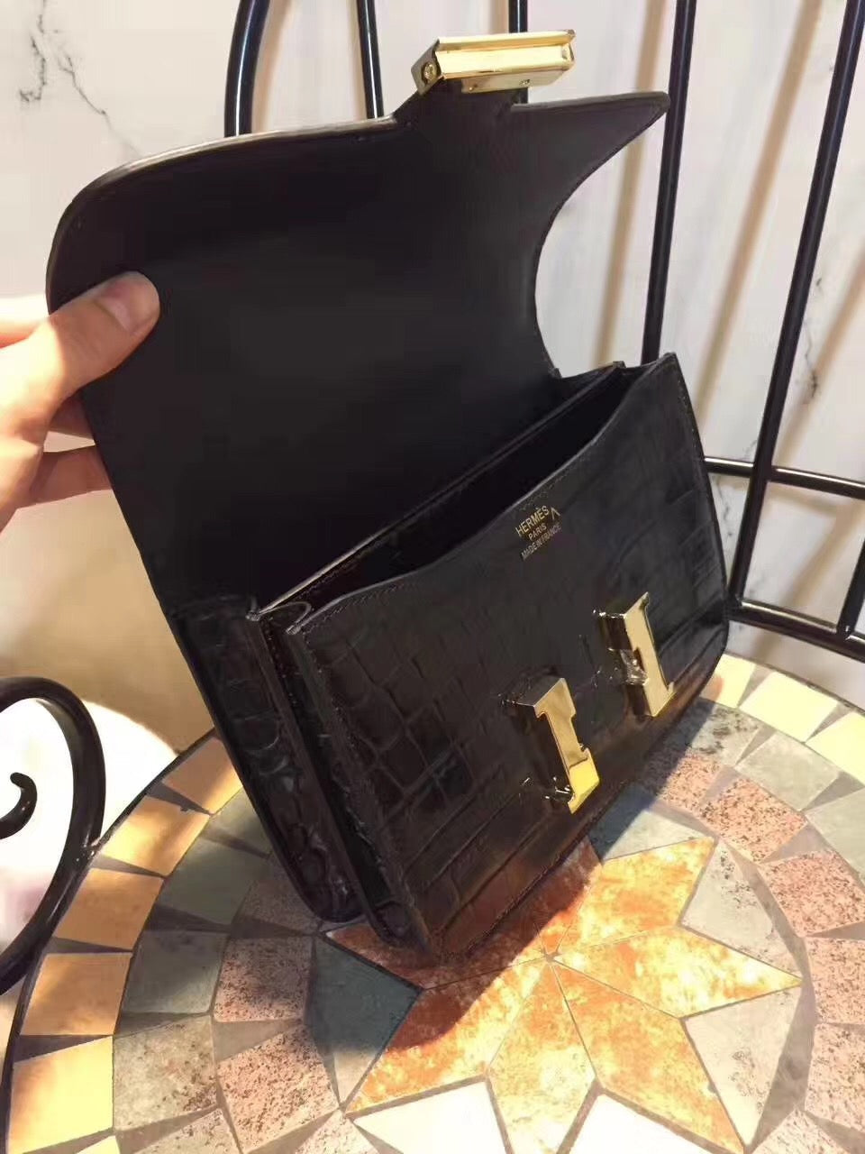 Hermes Constance Shoulder Bag 24cm Black