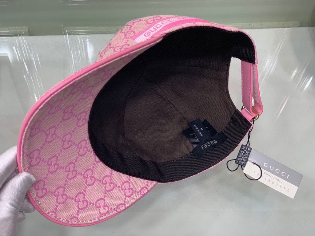 Gucci Canvas Baseball Cap with Web Pink