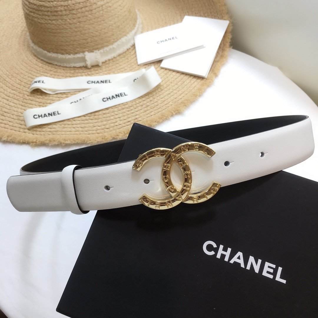 Chanel Belt With Double C Buckle White