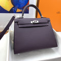 Hermes Kelly 25 Togo Silver Hardware Dark Purple