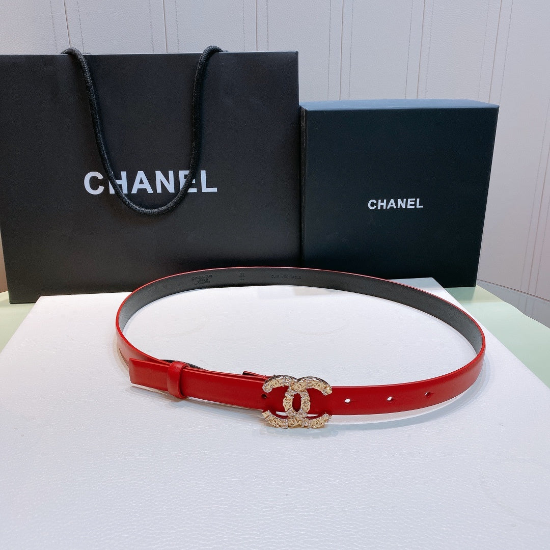 Chanel Belt With Beaded Buckle Red