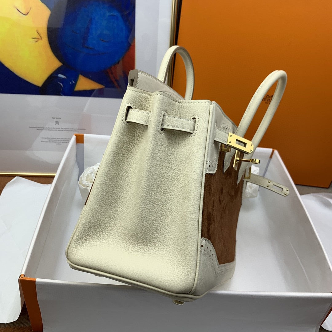 Hermes Birkin 25 Nata Swift Gold Hardware Bi Color