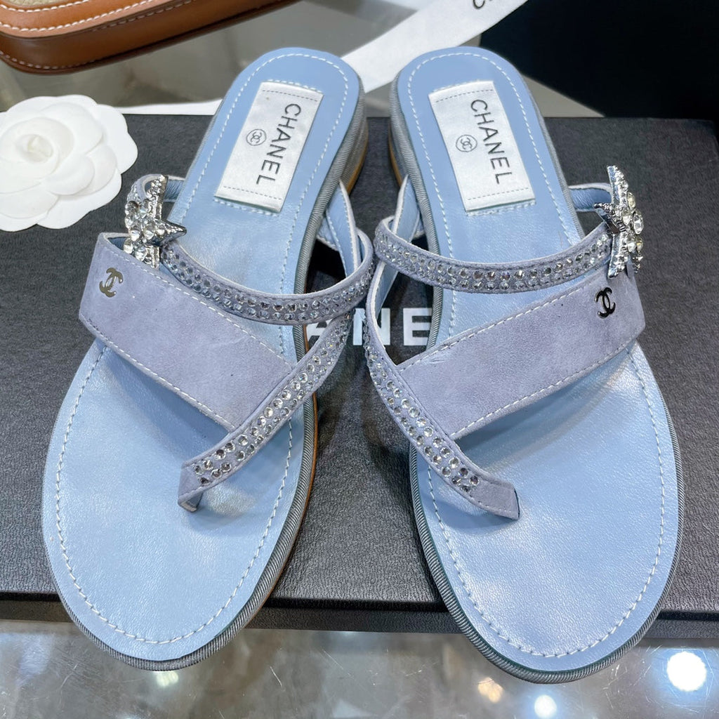 Chanel Sandals Emerald Blue