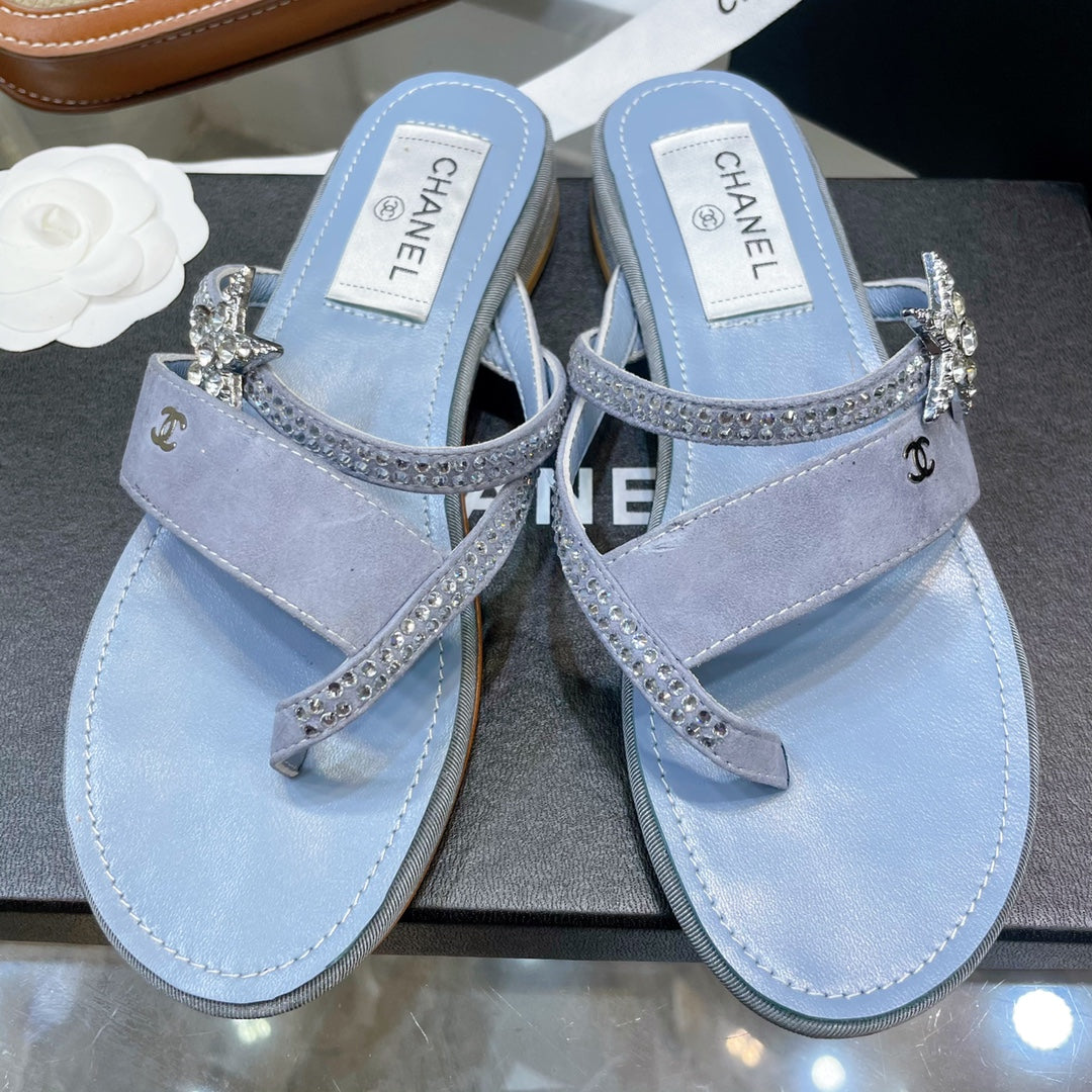 Chanel Sandals Emerald Blue