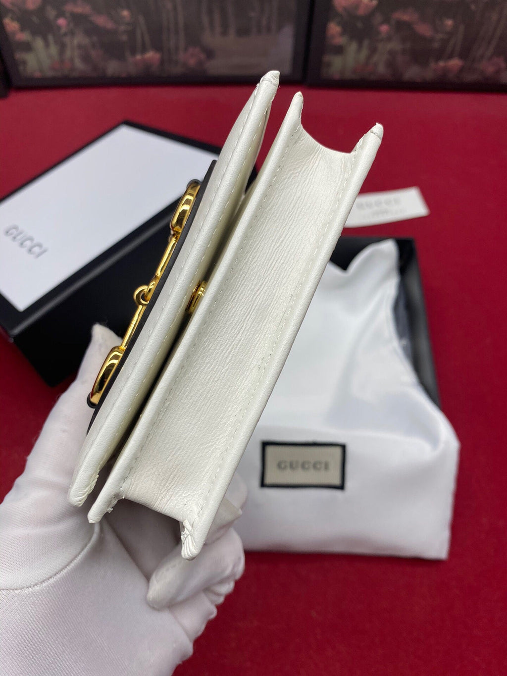 Gucci Horsebit 1955 White Card Case 11cm
