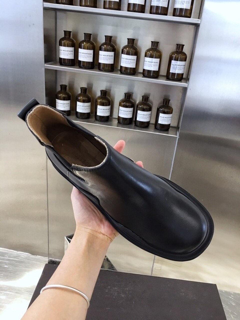 Bottega Veneta Flat Triple-Sole Leather Booties Calfskin Leather Fall/Winter 2020 Collection, Black