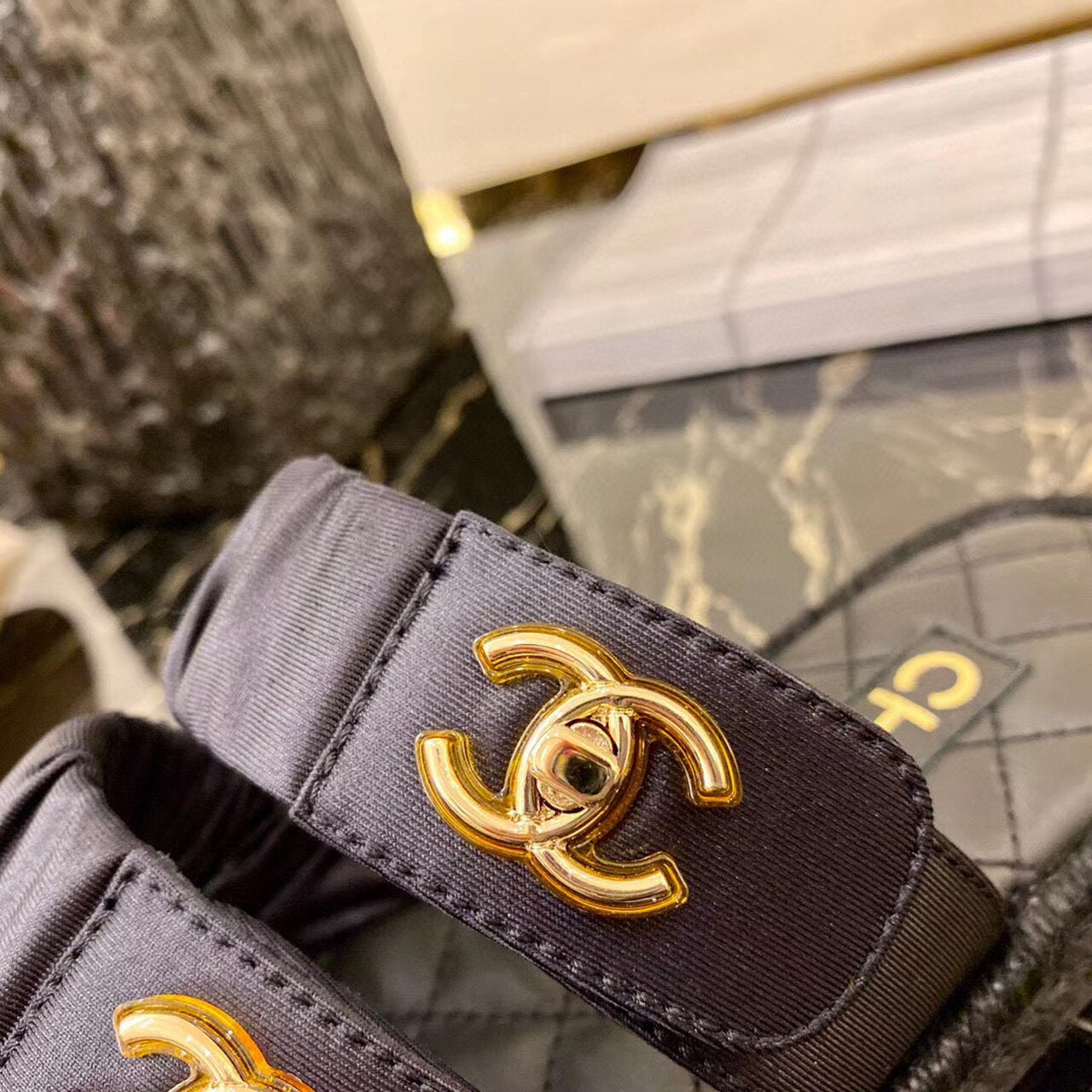 Chanel Ruched Mule Sandals Calfskin Leather Spring/Summer Collection Black
