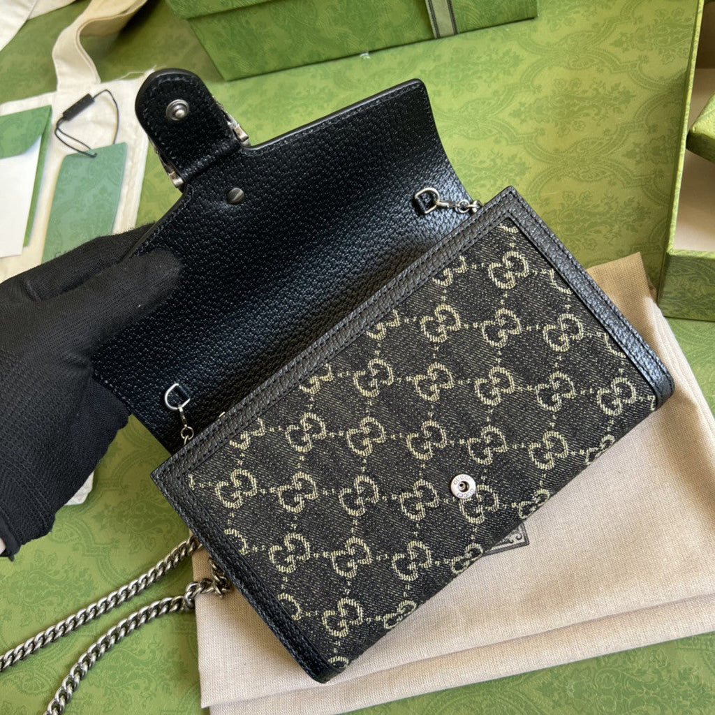 Gucci 401231 Dionysus GG Mini Chain Bag 20cm Black