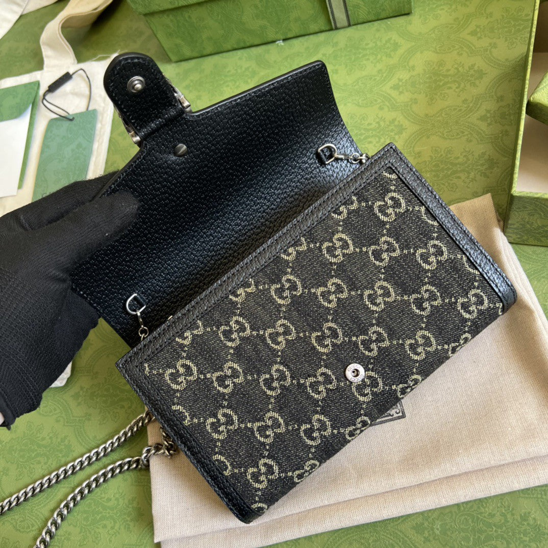 Gucci 401231 Dionysus GG Mini Chain Bag 20cm Black