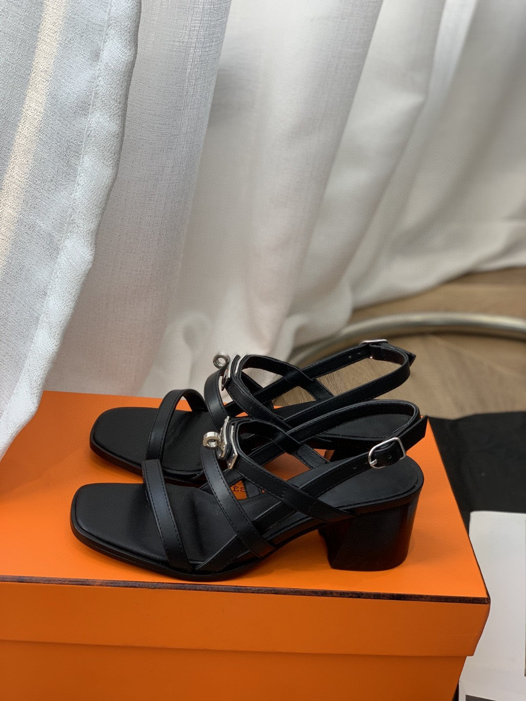 Hermes Eve 60 Sandal Black