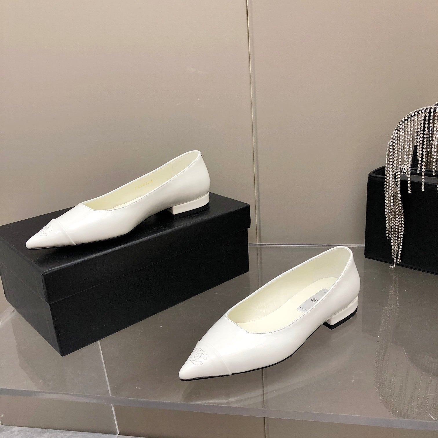 Chanel Flats White
