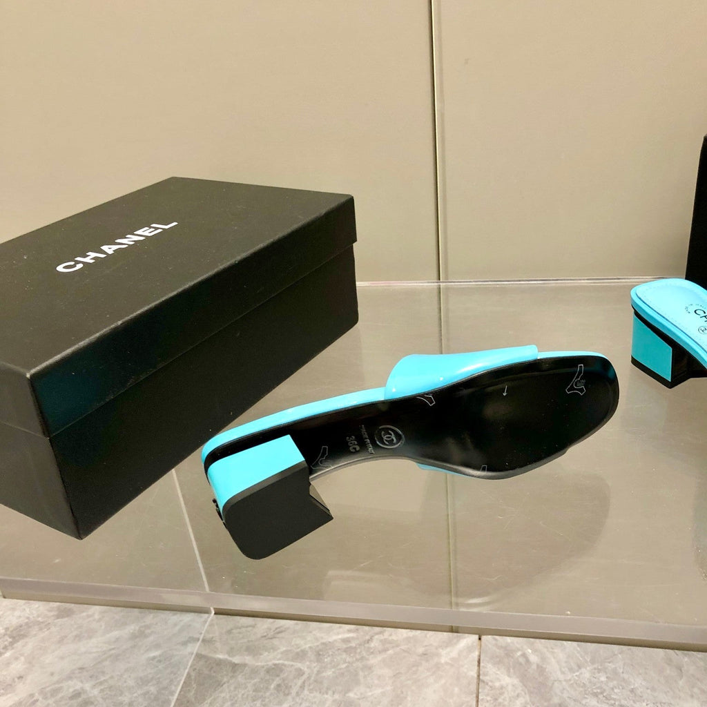Chanel Mules Jade Light Blue