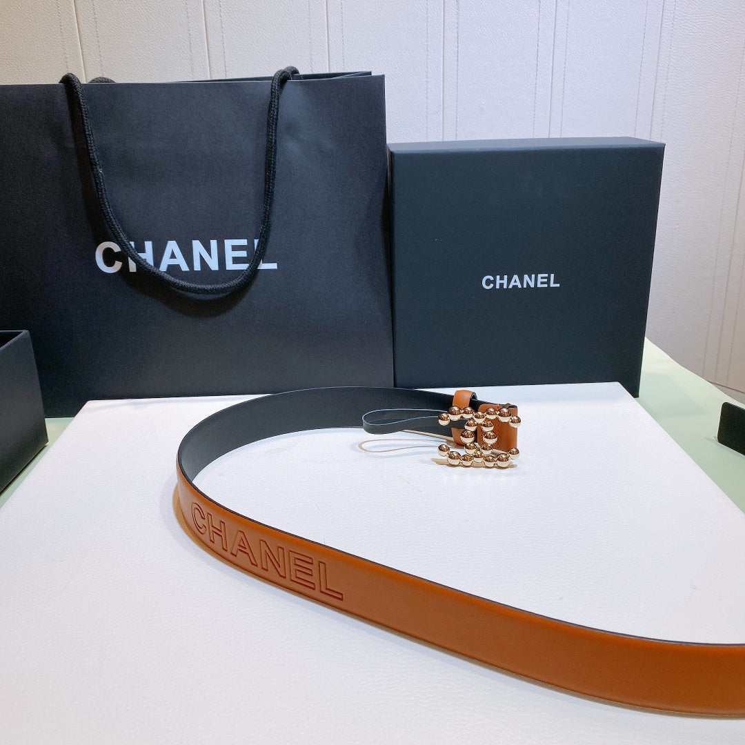 Chanel Belt With Beaded Buckle Red