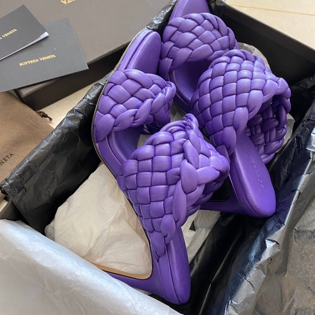 Bottega Veneta Curve Sandals 9.5cm Heel Lambskin Leather Spring/Summer 2020 Collection, Purple