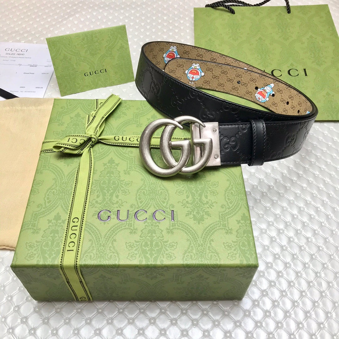 Gucci Belt With Double G Buckle Doreamon Black