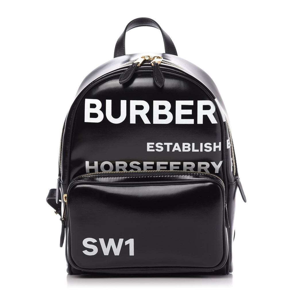 Coated Canvas Horseferry Print Backpack Black