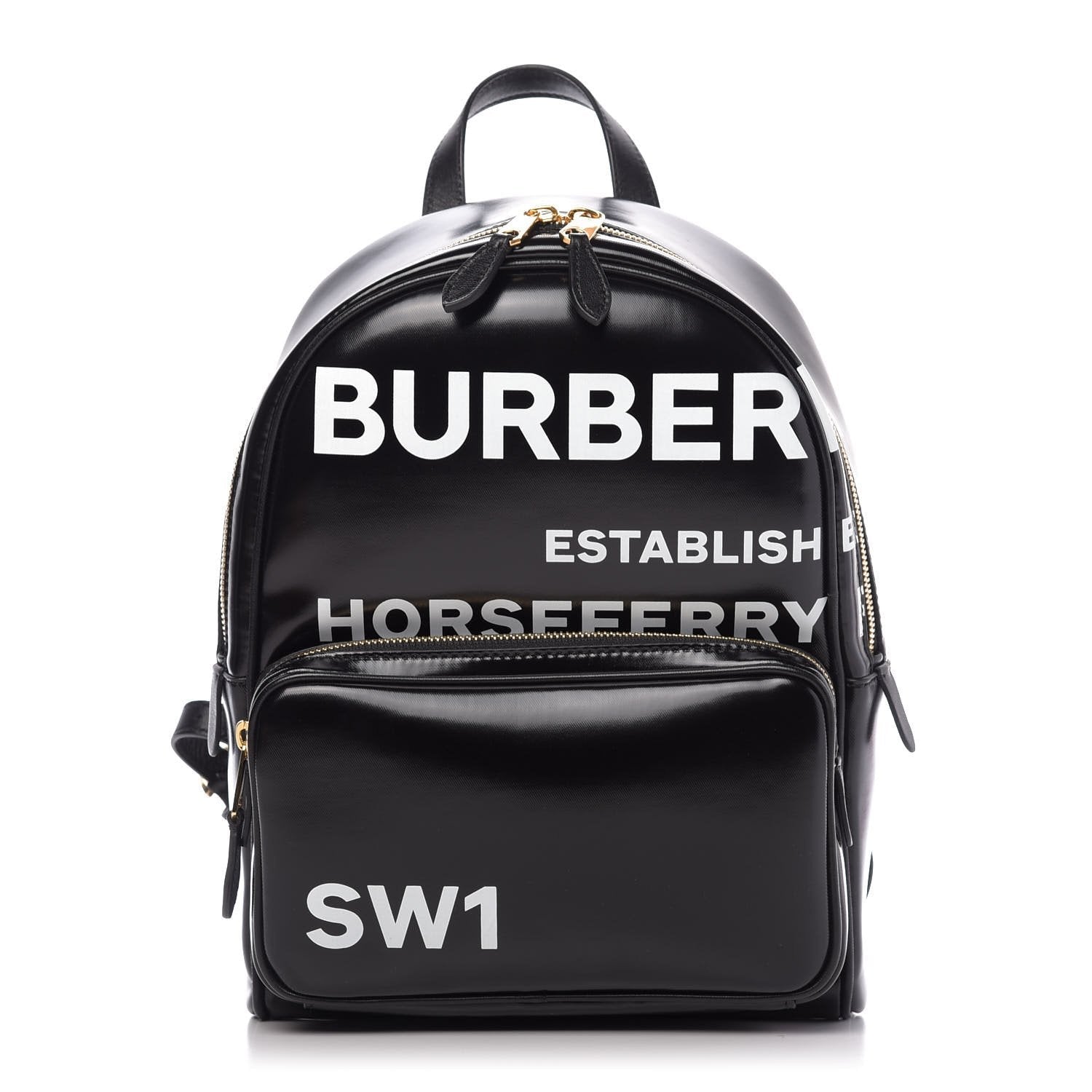 Coated Canvas Horseferry Print Backpack Black