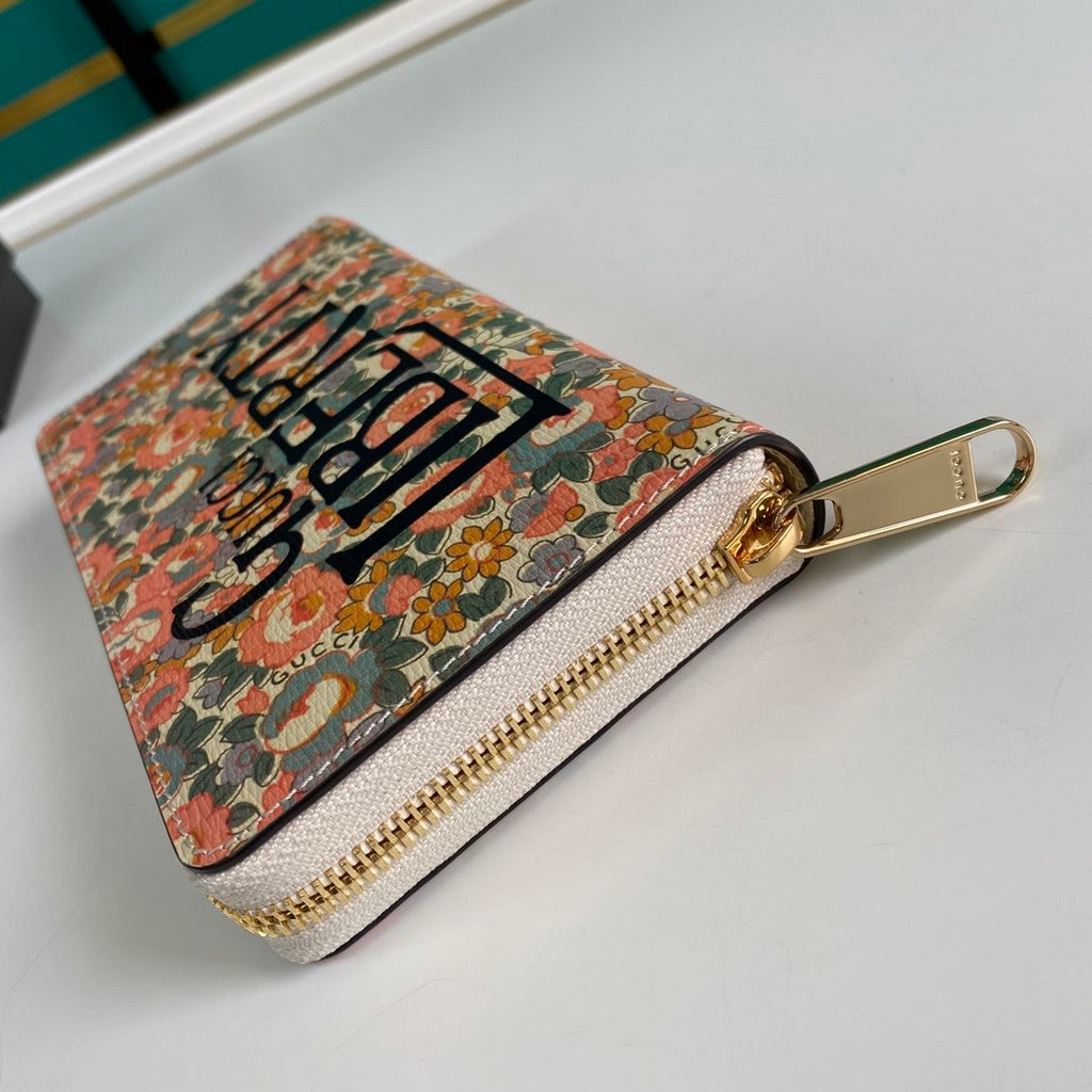 Gucci Liberty Floral Pink Zipped Wallet 19cm