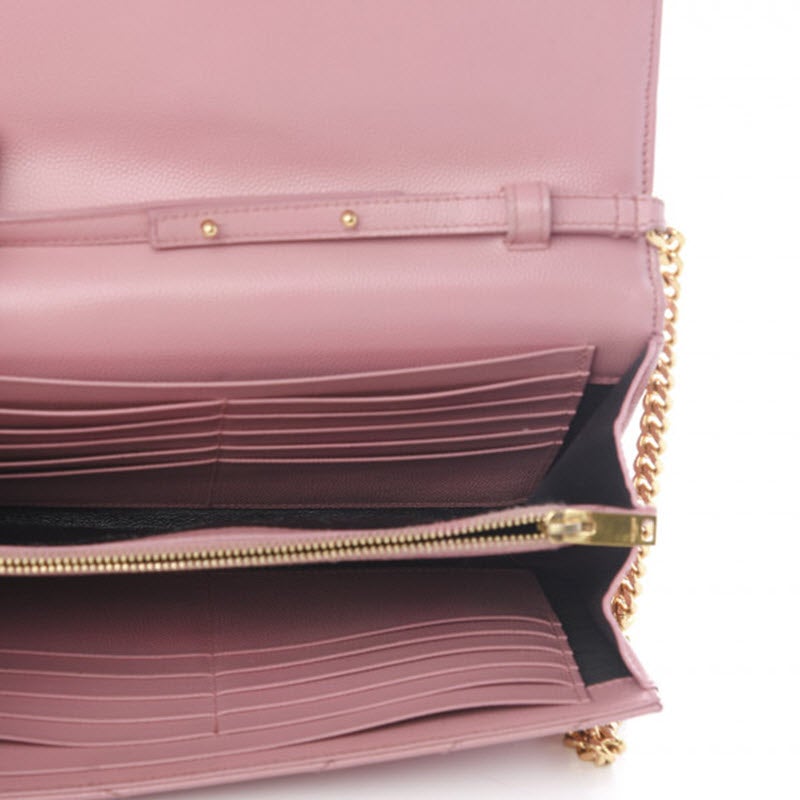Saint Laurent Grain De Poudre Matelasse Chevron Monogram Woc Blush Fonce Pink Leather Shoulder Bag