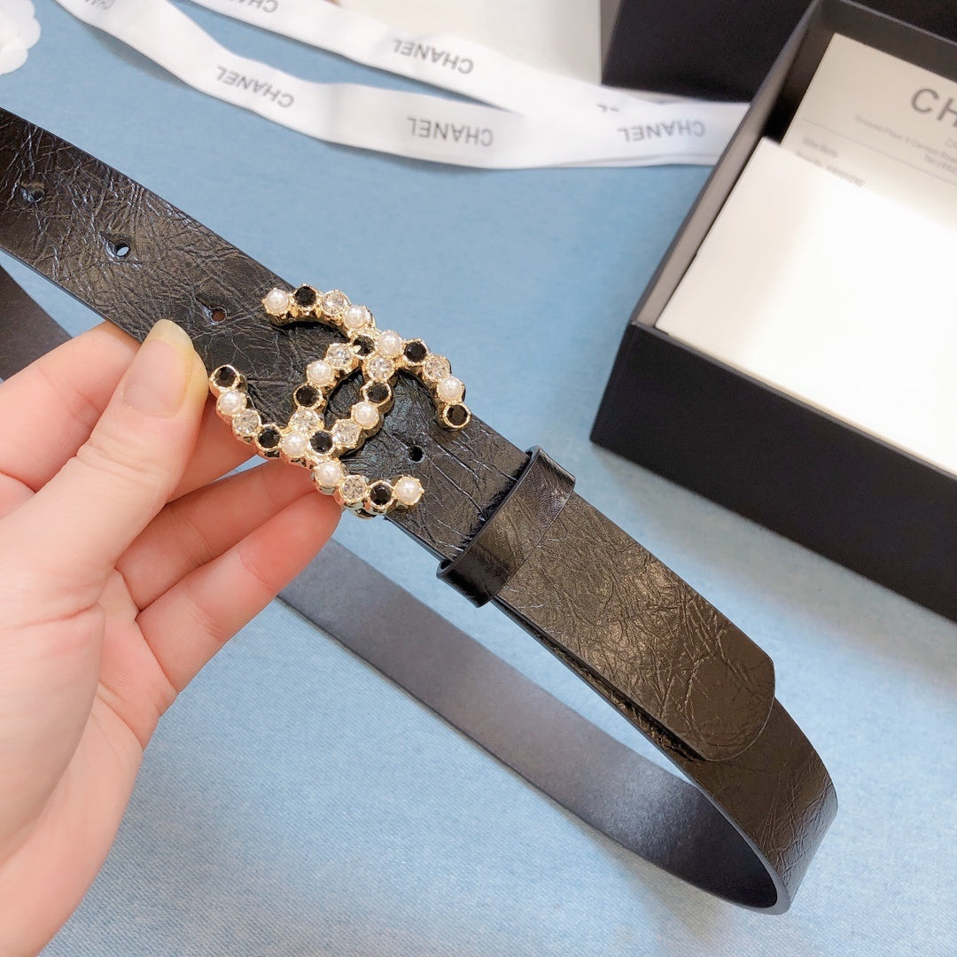 Chanel Belt With Beaded Buckle Brown