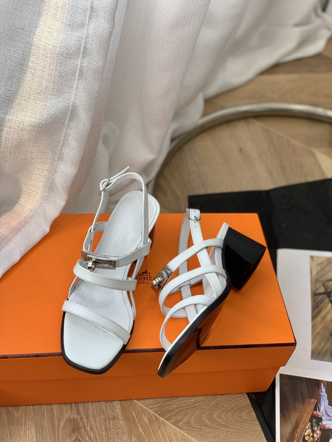 Hermes Eve 60 Sandal White