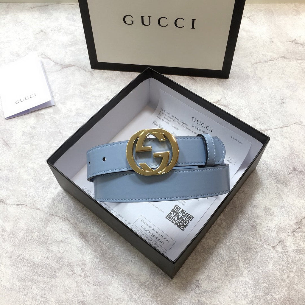 Gucci Belt With Double G Buckle Blue