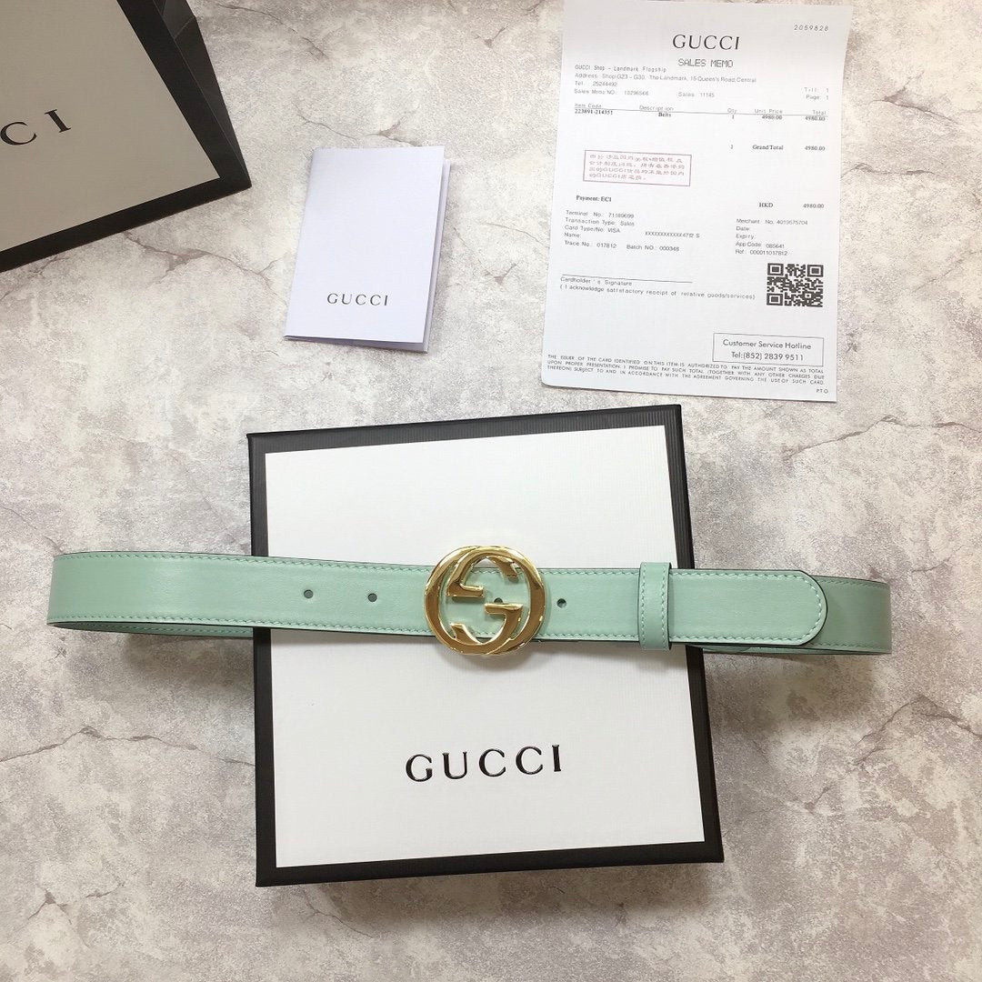Gucci Belt With Double G Buckle Green