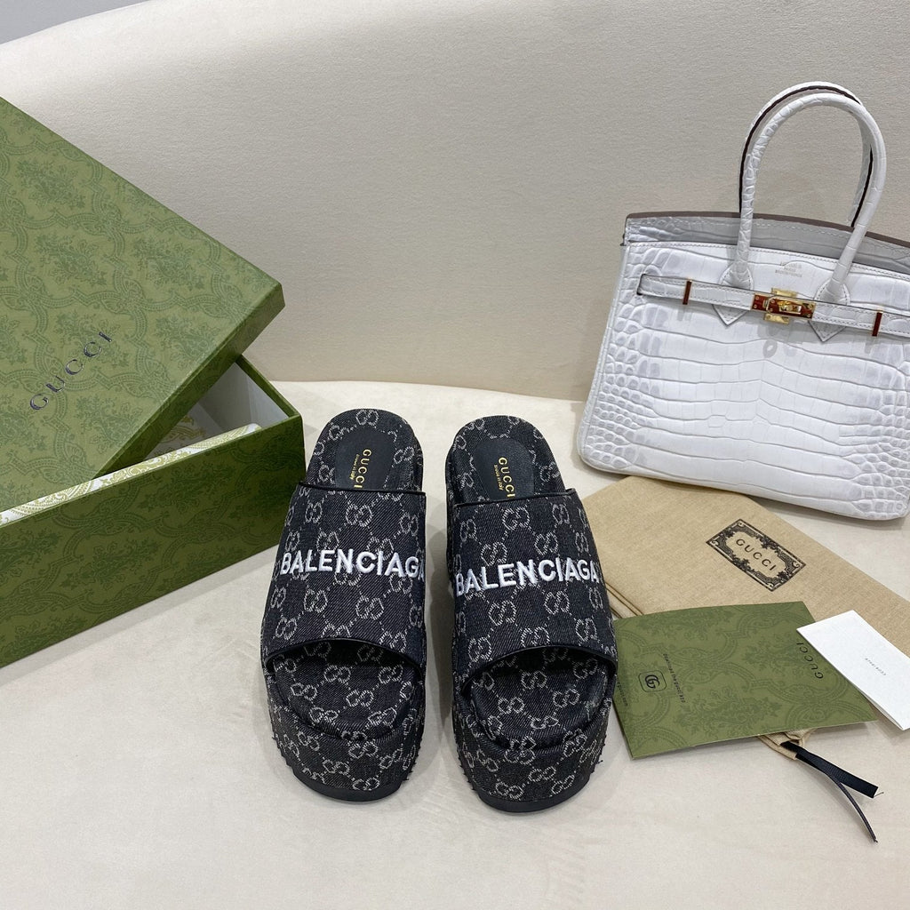 Gucci Balenciaga Platform Slide Sandal Black