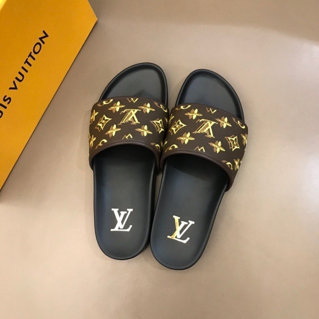 Louis Vuitton Mens Sandals Monogram Canvas Spring/Summer Collection Brown/Yellow