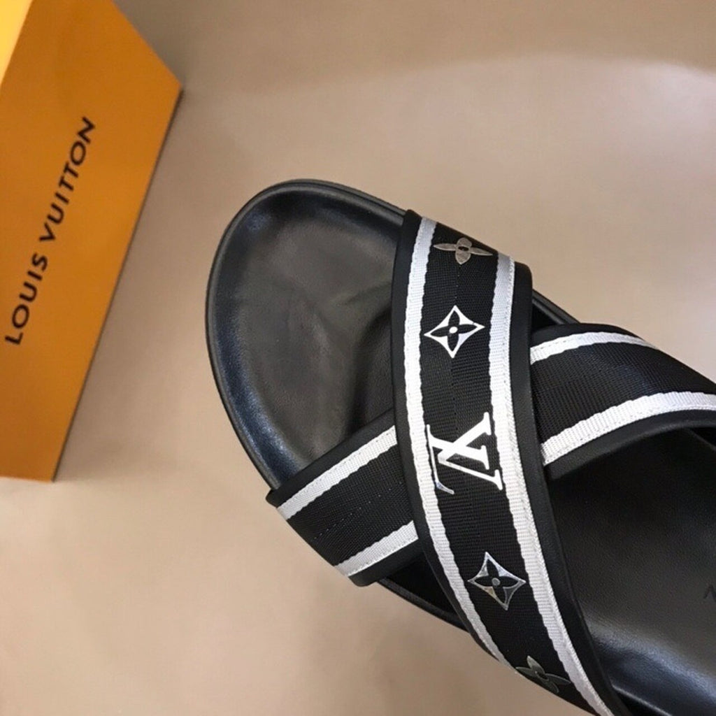 Louis Vuitton Criss-Cross Mules Mens Sandals Spring/Summer Collection Black/Silver