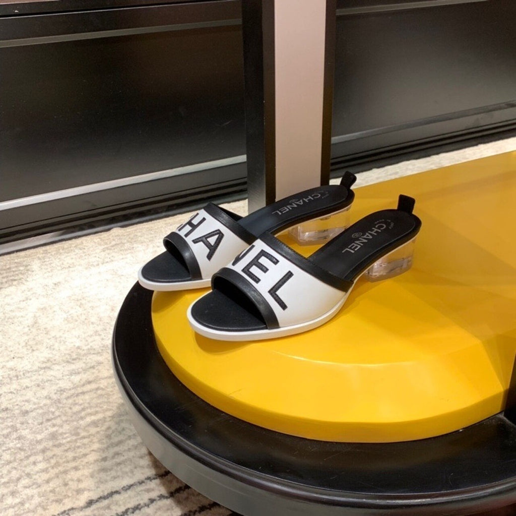 Chanel Transparent PVC Heel Mules & Lambskin Leather Spring/Summer Collection White/Black