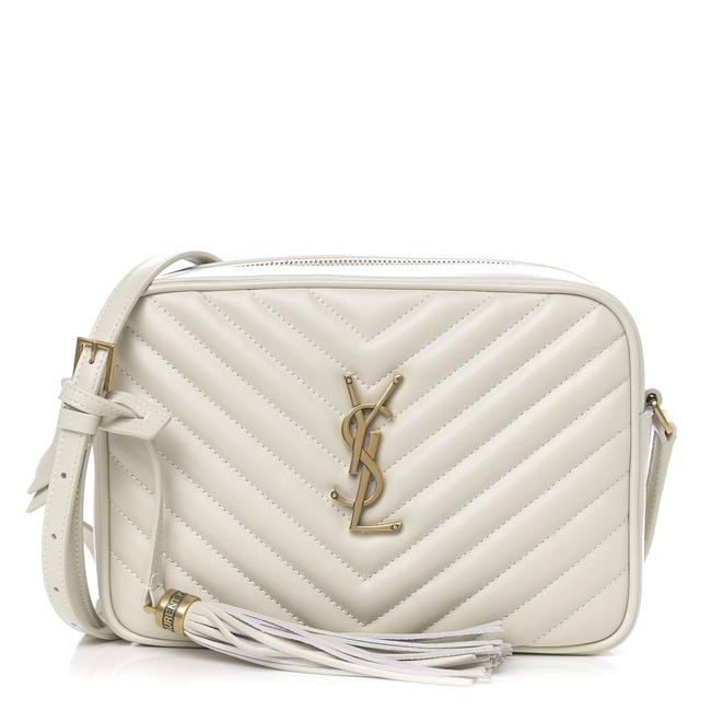 Saint Laurent Monogram Lou Camera Calfskin Matelasse Crema Soft White Leather Shoulder Bag