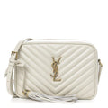 Saint Laurent Monogram Lou Camera Calfskin Matelasse Crema Soft White Leather Shoulder Bag