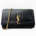 Saint Laurent Monogram Kate Grain De Poudre Medium Classic Satchel Black Leather Shoulder Bag