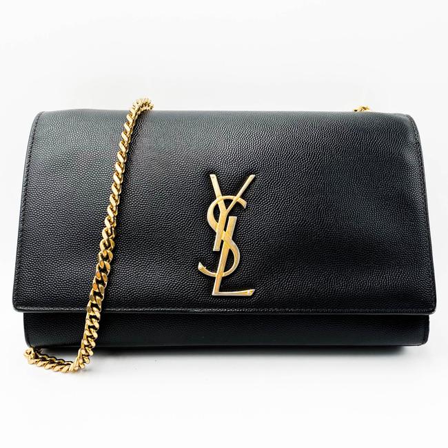 Saint Laurent Monogram Kate Grain De Poudre Medium Classic Satchel Black Leather Shoulder Bag